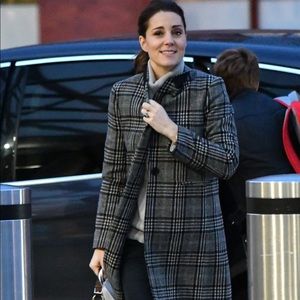 ASO Duchess of Cambridge Kate Middleton Zara Blue Checked Plaid Coat